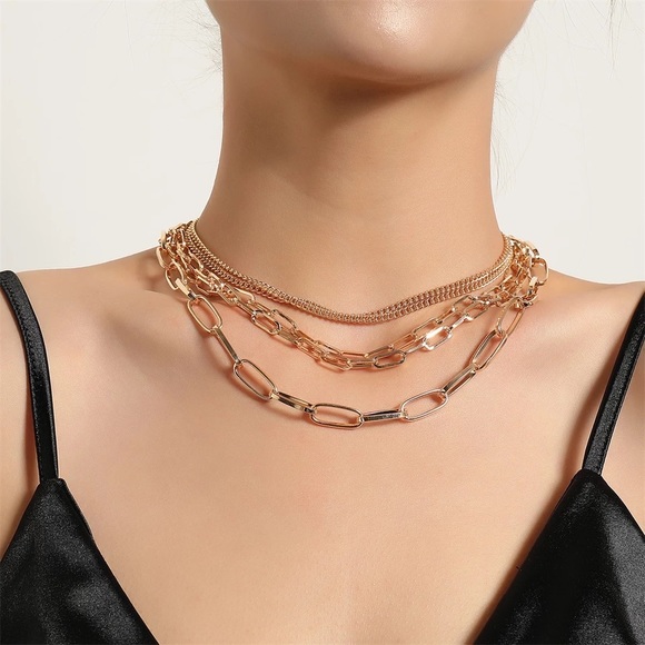 Zara Gold Chains Multi Big Link 1-Chain 5-Layered Necklace - Picture 11 of 16